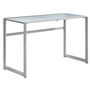 Computer Desk Silver Metal White Tempered Glass - 7380