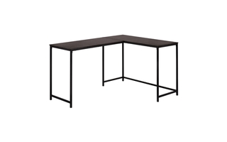Computer Desk Espresso Top Black Metal corner - 7390