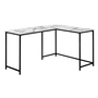 Computer Desk White Marble Black Metal corner - 7393