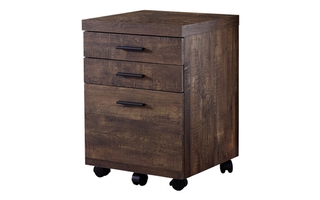 Filing Cabinet 3 drawer Brown Reclaimed wood castors - 7400