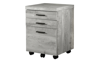 Filing Cabinet 3 drawer Grey Reclaimed Wood castors - 7401