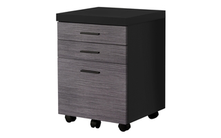 Filing Cabinet 3 drawer Black Grey on castors - 7403