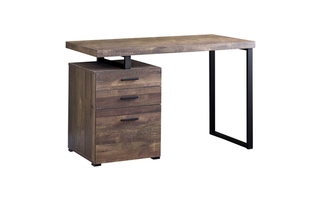 Computer Desk Brown Reclaimed Wood Black Metal - 7408