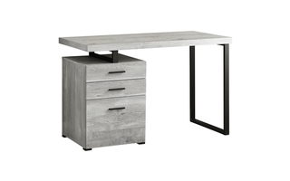 Computer Desk Grey Reclaimed Wood Black Metal - 7409