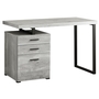 Computer Desk Grey Reclaimed Wood Black Metal - 7409