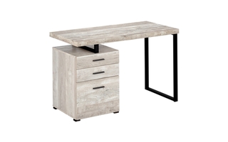 Computer Desk Taupe Reclaimed Wood Black Metal - 7410