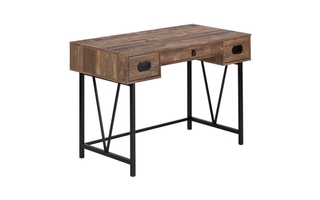 Computer Desk Brown Reclaimed Wood Black Metal - 7412