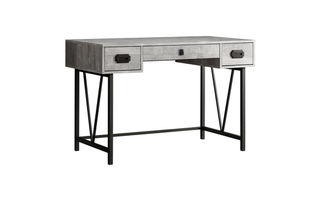 Computer Desk Grey Reclaimed Wood Black Metal - 7413