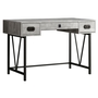 Computer Desk Grey Reclaimed Wood Black Metal - 7413