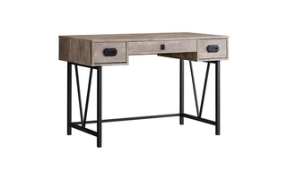 Computer Desk Taupe Reclaimed Wood Black Metal - 7414