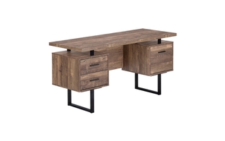 Computer Desk Brown Reclaimed Wood Black Metal - 7416