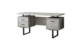 Computer Desk Grey Reclaimed Wood Black Metal - 7417