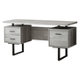 Computer Desk Grey Reclaimed Wood Black Metal - 7417