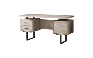 Computer Desk Taupe Reclaimed Wood Black Metal - 7418