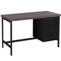 Computer Desk Black Grey Top Black Metal - 7437