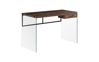 Computer Desk Brown Reclaimed wood/ glass panels - 7444