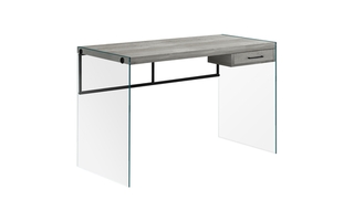 Computer Desk Grey Reclaimed Wood glass panels - 7445