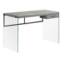 Computer Desk Grey Reclaimed Wood glass panels - 7445