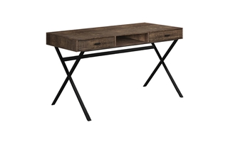 Computer Desk Brown Reclaimed Wood Black Metal - 7447