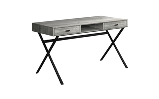 Computer Desk Grey Reclaimed Wood Black Metal - 7448