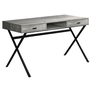 Computer Desk Grey Reclaimed Wood Black Metal - 7448