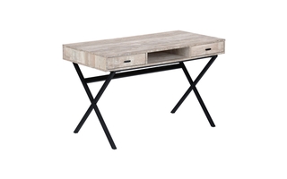Computer Desk Taupe Reclaimed Wood Black Metal - 7449