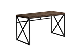 Computer Desk Brown Reclaimed Wood Black Metal - 7450
