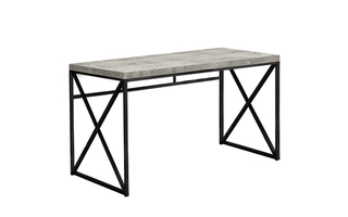 Computer Desk Grey Reclaimed Wood Black Metal - 7451
