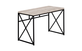 Computer Desk Taupe Reclaimed Wood Black Metal - 7452