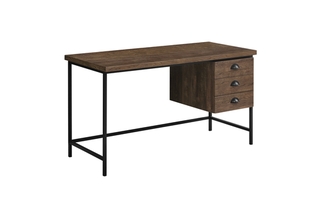 Computer Desk Brown Reclaimed Wood Black Metal - 7485