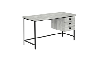 Computer Desk Grey Reclaimed Wood Black Metal - 7486