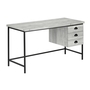 Computer Desk Grey Reclaimed Wood Black Metal - 7486