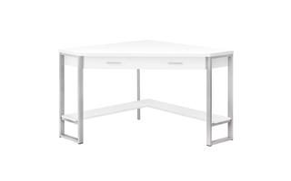 Computer Desk White corner Silver Metal - 7500