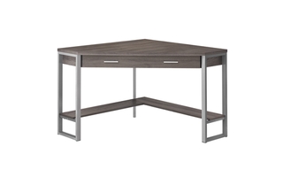 Computer Desk Dark Taupe corner Silver Metal - 7501