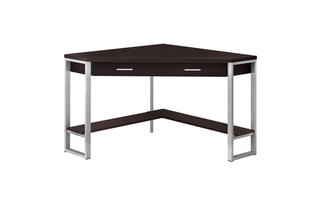 Computer Desk Espresso corner Silver Metal - 7502