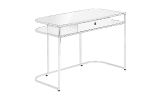Computer Desk Glossy White Chrome Metal - 7520