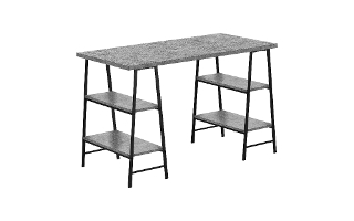 Computer Desk Grey stone-look Black Metal - 7526
