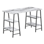 Computer Desk White marble-look Black Metal - 7527