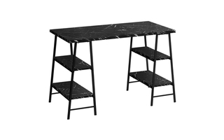 Computer Desk Black marble-look Black Metal - 7528