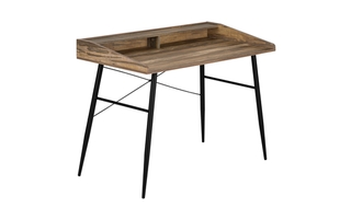 Computer Desk Brown Reclaimed Wood Black Metal - 7538