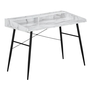 Computer Desk White marble-look Black Metal - 7539