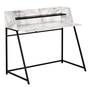 Computer Desk White marble-look Black Metal - 7549