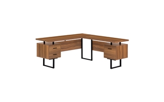 Computer Desk Walnut Black Metal l/r face - 7610