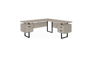 Computer Desk modern Taupe Black Metal l/r - 7614