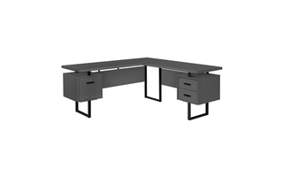 Computer Desk modern Grey Black Metal l/r - 7615