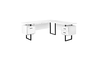 Computer Desk White Black Metal l/r face - 7616