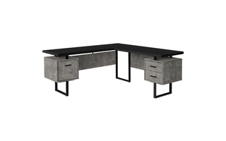 Computer Desk Black concrete Black Metal l/r - 7617