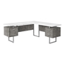 Computer Desk White concrete Silver Metal l/r - 7618