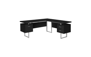 Computer Desk Black Silver Metal l/r face - 7619