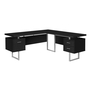 Computer Desk Black Silver Metal l/r face - 7619